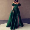 Customized Royal Blue Satin Prom Dresses Custom Color Strapless Off the Shoulder Split Evening Dresses Pleated Long Formal Gowns - Image 4