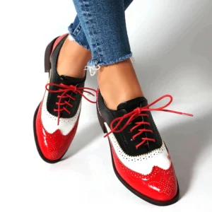 EAGSITY women oxford shoes pointed toe brogue shoes square Heel outdoor leisure sneaker diaily sneaker walking outdoor footwear