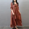 Winter Summer Long Dress Women Long Sleeve Loose V-neck Elegant Dresses Party 2023 New Vintage Chinese Style Dress - Image 4