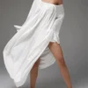 Parc Fee Casual Loose White Women Dress 2025 Elegant U-Neck Long Sleeve Floor-Length Dresses Simple Oversize Solid Female Dress - Image 2