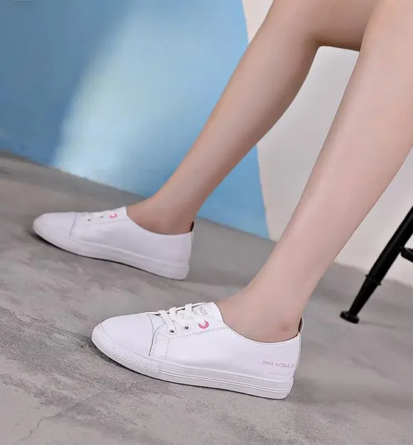 2023 New Genuine Leather Casual Sneakers for Women Plus Size Spring Summer Skate Shoes Ladies Vulcanized Shoes Little White - Image 6
