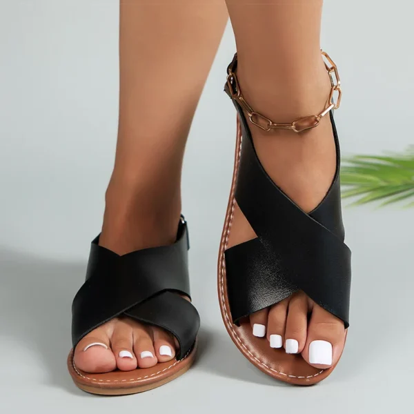 Women's Sandals Classics Flat Sandals 2025 Summer Shoes Woman Flats Footwear Summer Sandals Women Elegant Sandalias De Mujer - Image 2
