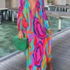 Women Boho Print Loose Beach Dress 2025 Spring Summer Elegant Deep V-Neck Maxi Dress Ladies Sexy Long Sleeve Oversized Dresses - Image 2