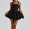 Women Bubble Halter Mini Dress Elegant Summer Sleeveless Tie up Backless Corset Evening Party Club Short Dress Y2K Streetwear - Image 2