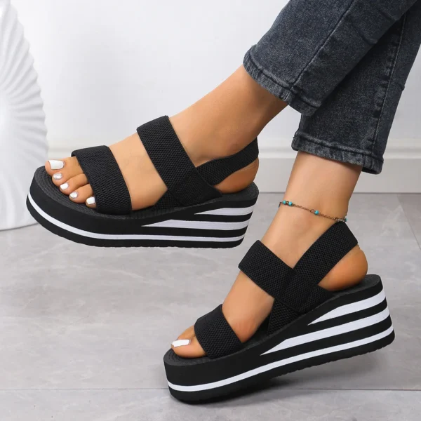 Women's Leisure Wedge Sandals Open Toe Thick Soled Platform Summer Casual Shoes Back Strap Light Weight Ladies Slingback Sandals