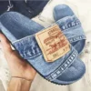 2025 New Fashion Denim Slipper Female Shoes Non-slip Comfortable Summer Flat Slippers Woman Slides Outdoor Beach Casual Shoes