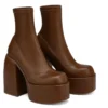 Modern Boots Women Platform Heels Round Toe Leather Boot Chunky Heels Zipper Designer Block Heel Shoes Fashion Girls Casual Shoe - Image 2