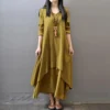 Winter Summer Long Dress Women Long Sleeve Loose V-neck Elegant Dresses Party 2023 New Vintage Chinese Style Dress - Image 3