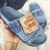 2025 New Fashion Denim Slipper Female Shoes Non-slip Comfortable Summer Flat Slippers Woman Slides Outdoor Beach Casual Shoes - Image 2