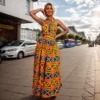 Women Sexy Sleeveless Dress 2024 New Fashion Off Back National Print Lady Party Dress Vintage Casual African Long Dress Vestido - Image 2