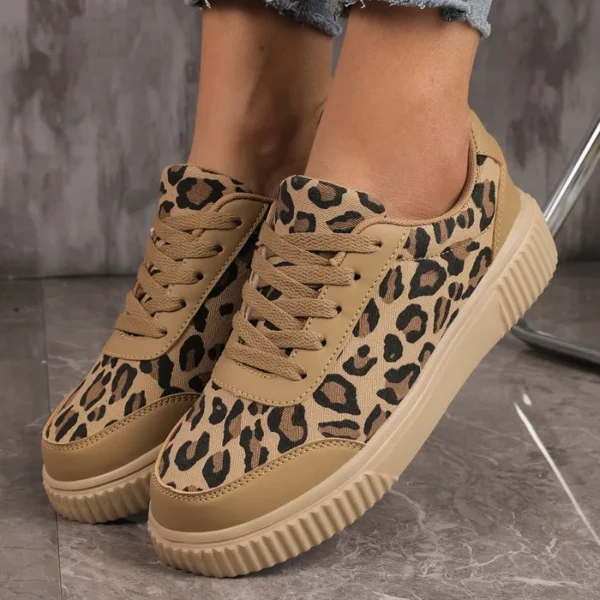 Outdoor Women Walking Shoes Skateboarding Shoes Women Sneakers PU Leather Lace-Up Breathable Jogging Casual Sneakers De Mujer
