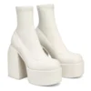 Modern Boots Women Platform Heels Round Toe Leather Boot Chunky Heels Zipper Designer Block Heel Shoes Fashion Girls Casual Shoe - Image 3