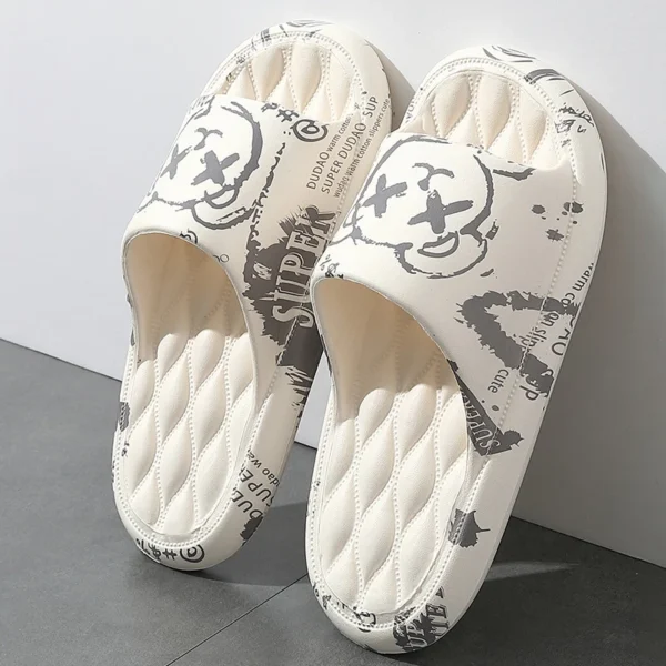 QYCKABY Men's Flip-flops Summer Slippers Printing Sandals Trend Anti Slip Shoes EVA Slippers Fashion Male Massage Beach Footwear