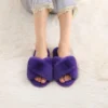 Kidmi Womens Fuzzy Memory Foam Slippers Cross Band Cozy Plush Home Slippers Fluffy Furry Open Toe House Shoes Indoor Slippers - Image 2