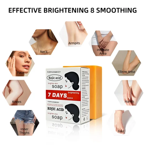 Kojic Acid Soap Whitening Soap Facial Cleansing Remove Black Face Kojic Bleaching Acid Handmad Soap with Vitamin C Deep Cleaning - Image 4