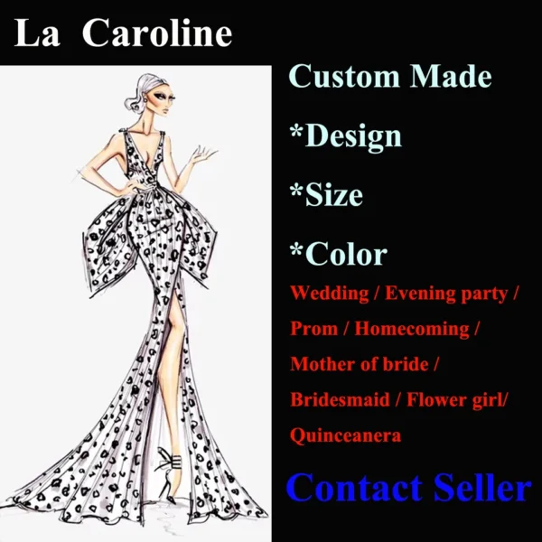 Caroline Attractive Sequin Trumpet Evening Dresses for Women Prom Beads Crystals Vestido De Noche Customized Plus Size - Image 4