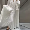 Boho White Long Dress Women Ruffle V-neck Full Flare Sleeves Loose Dresses Female 2025 Spring Summer Lady Beach Vacation Robes - Image 4