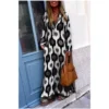 Spring Autumn Casual V Neck Long Sleeve Dress Women Fashion Geometric Printing Split Maxi Dresses Holiday Beach Boho Dress 2024 - Image 4