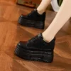 AUTUSPIN 9cm Platforms Chunky Sneakers for Women Leisure Shoes Summer Crystal Splicing Ladies Microfiber Leather Footwear Woman - Image 4