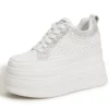 AUTUSPIN 9cm Platforms Chunky Sneakers for Women Leisure Shoes Summer Crystal Splicing Ladies Microfiber Leather Footwear Woman - Image 6