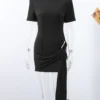 Elegant Mini Dress Woman Ribbons Slim O-neck Short Sleeve Above Knee Dresses Female Spring Summer Party Robe Lady High Street - Image 6