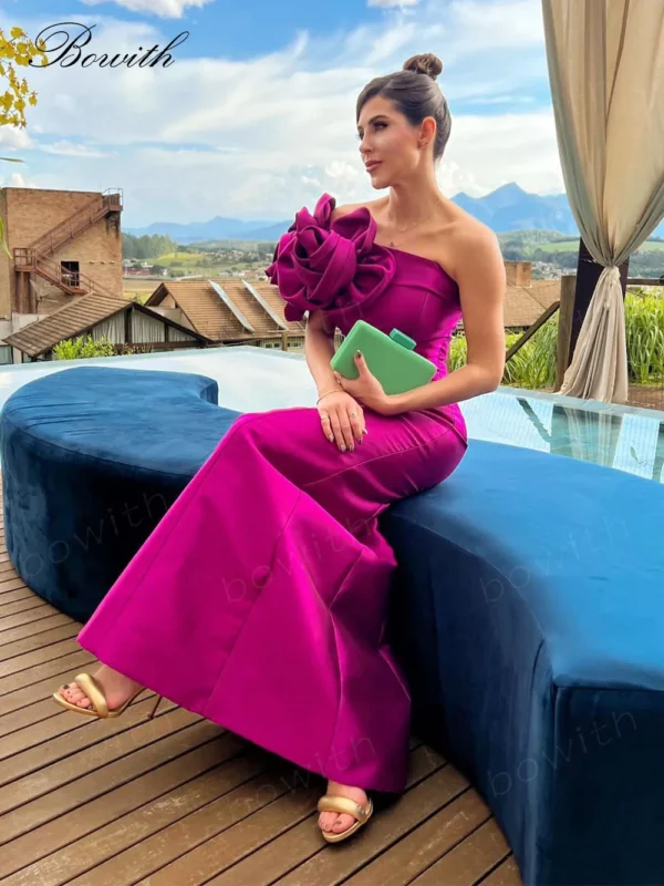 Bowith One Shoulder Bridesmaid Evening Party Dresses Luxury Dress for Gala Party with Bow A Line Prom Dresses vestidos de fiesta - Image 2