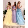 2023 Lace Prom Dresses Spaghetti Straps Vestido De Fiesta Open Back A Line Women Prom Gowns Long Formal Evening Gowns
